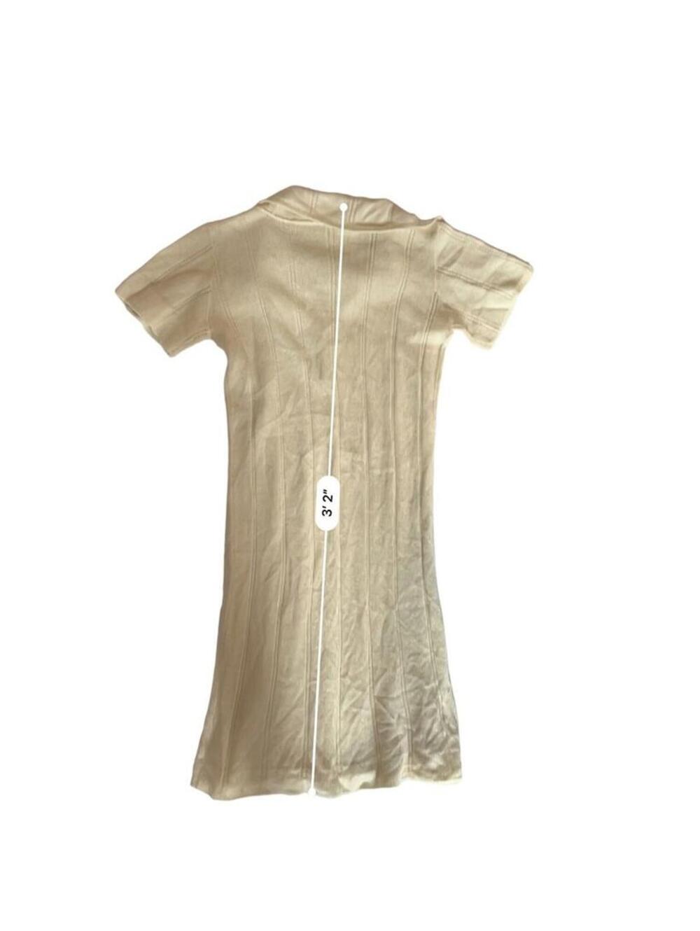 Vintage Cream Short-Sleeve Knit Dress Collar & Button Front - Picture 6 of 9